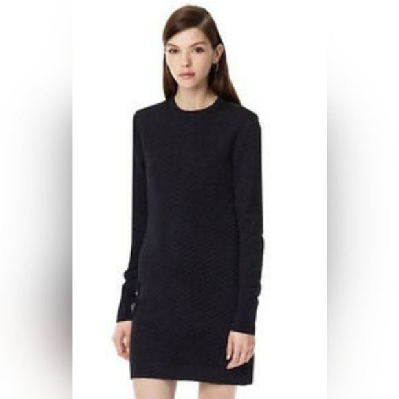 THEORY Virtee P Evian Stretch patterned sweater dress, Color black, Size M - Picture 1 of 15